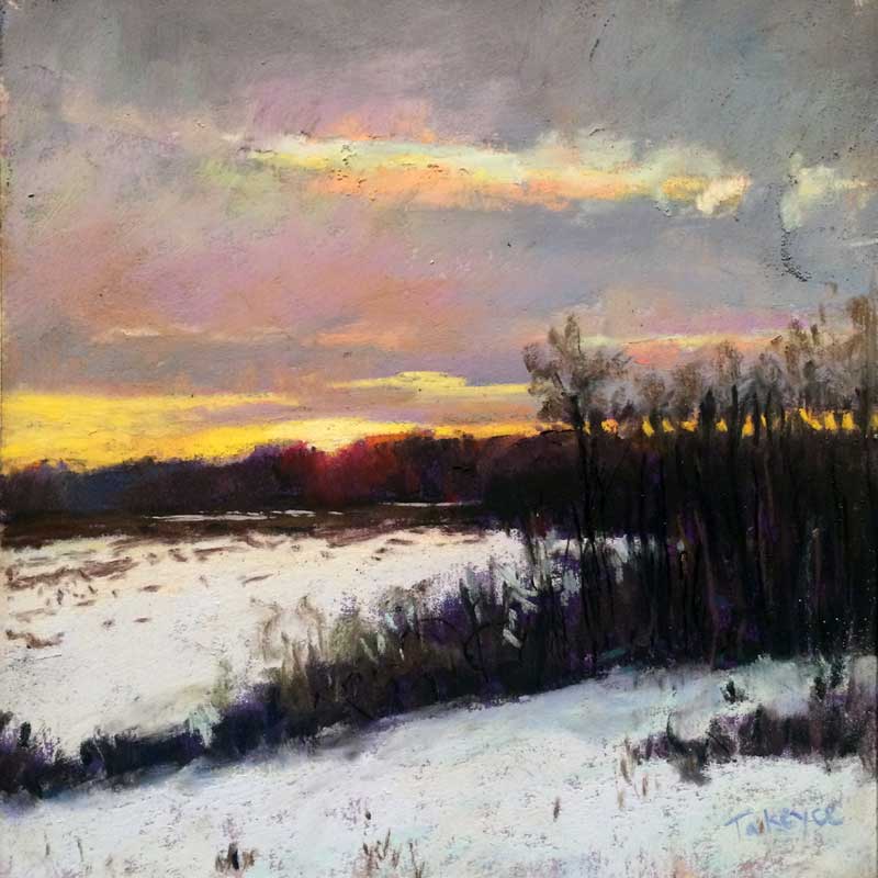 Winter Sunset 6x6" | Pastel